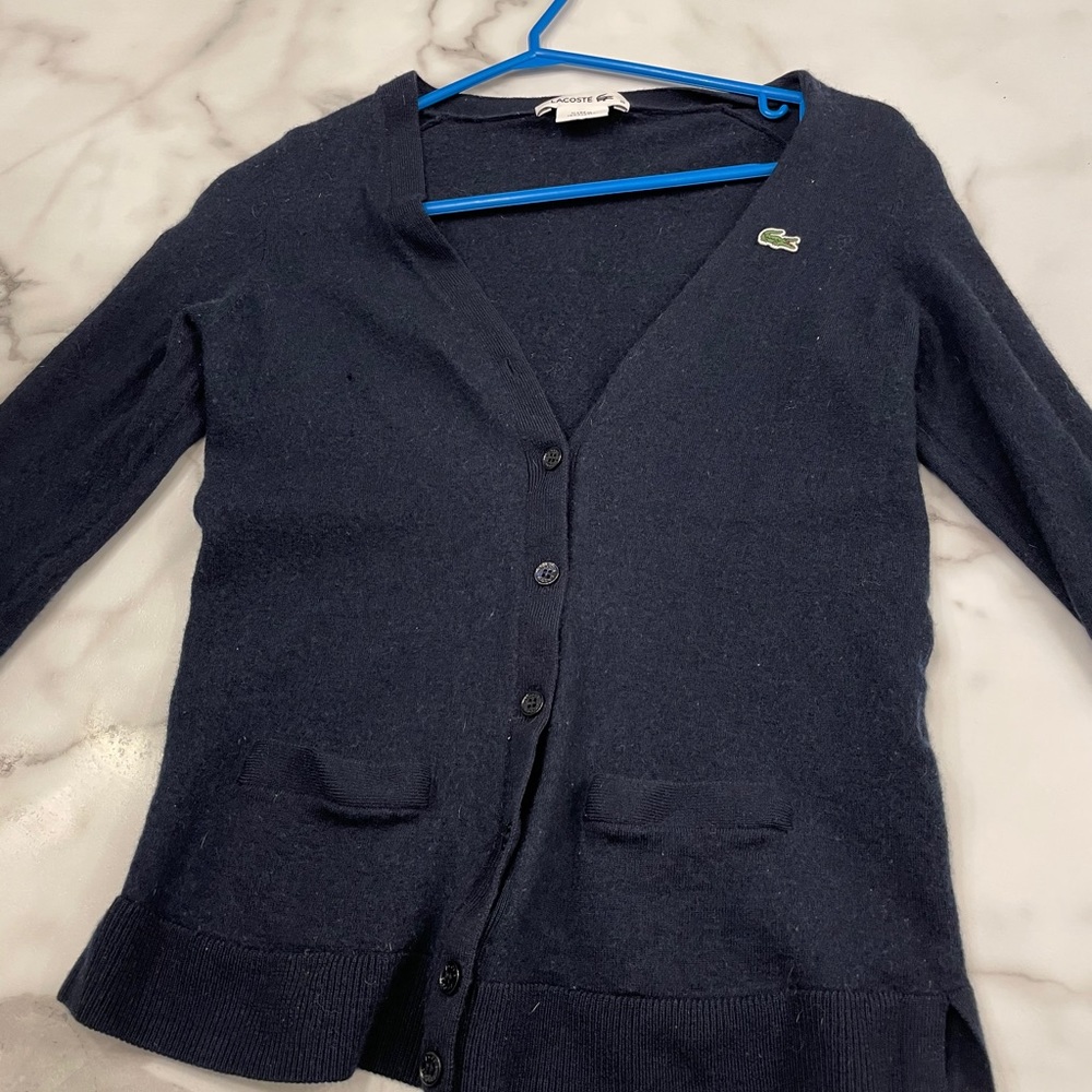 Lacoste navy cardigan xs